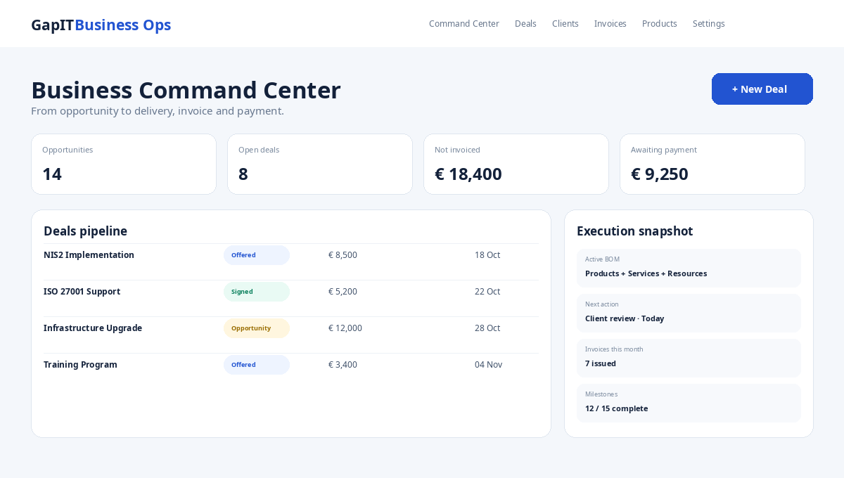Визуално превю на GapIT Business Ops